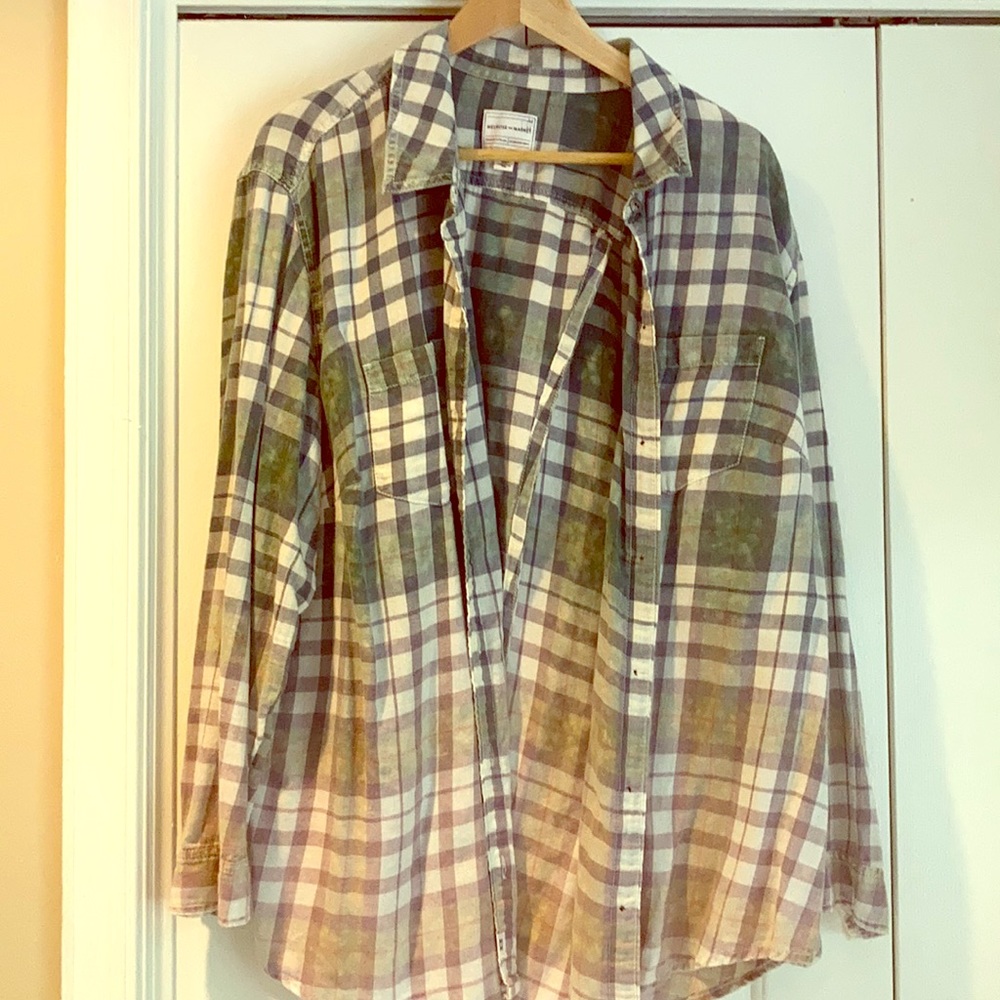 Green/Blue/Purple Ombré Flannel Top